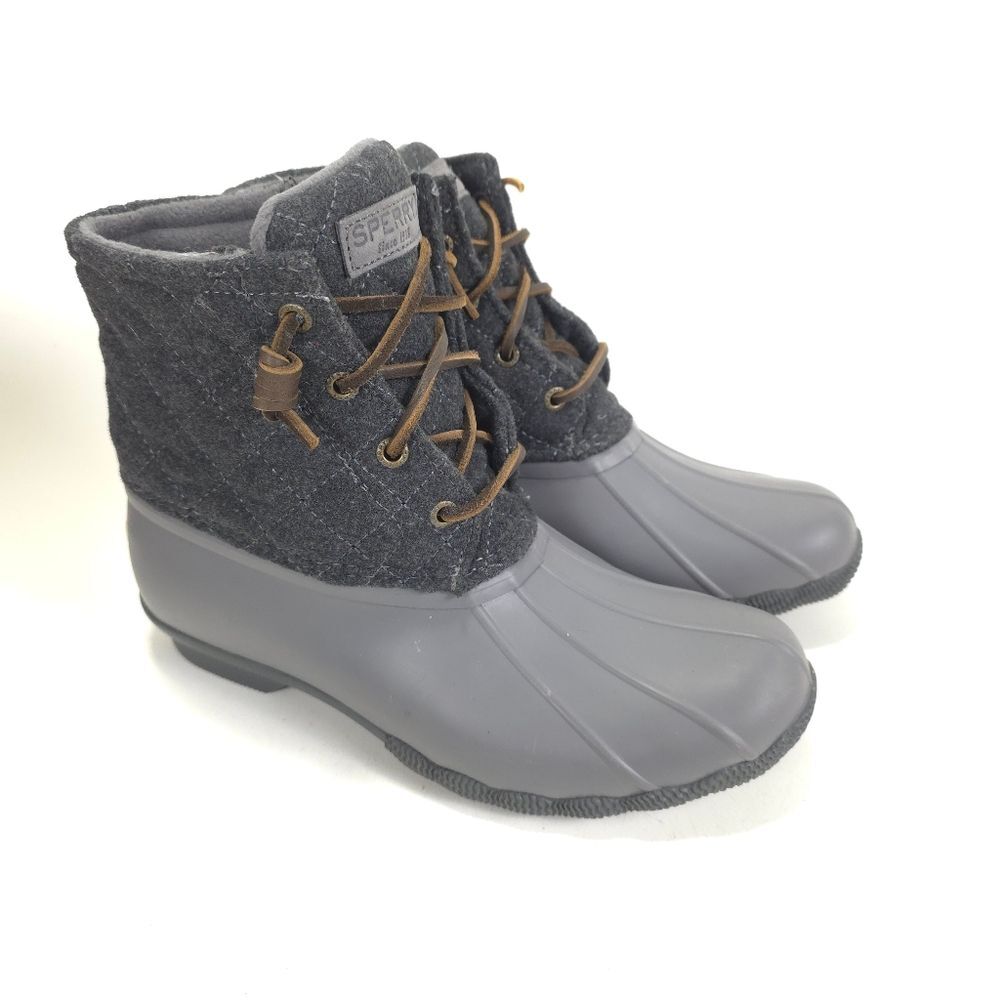 Sperry Women’s Saltwater Quilted Wool Duck Boots Gray Waterproof Size 7.5M